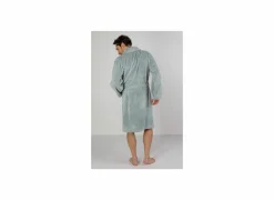 Badjas S flanel sea green