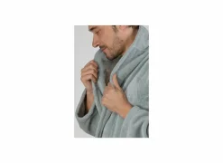 Badjas S flanel sea green