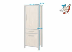 Barkast 69cm - decor - oranje teakhout & matzwart