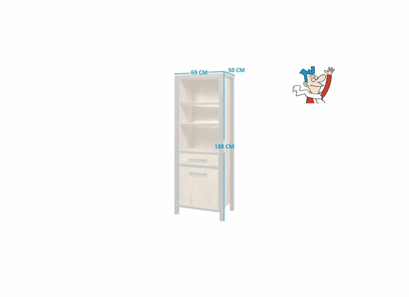 Barkast 69cm - decor - oranje teakhout & matzwart