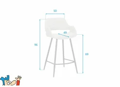 Barstoel Aim ZH69cm - stof - grijs
