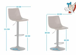 Barstoel Alamo ZH60-82cm - lederlook - cognac