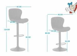 Barstoel Jukebox ZH63-84cm - lederlook - antraciet