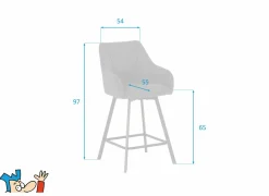 Barstoel Kanun ZH65cm - stof - grijs