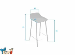 Barstoel Louis ZH65cm - kunststof - zwart