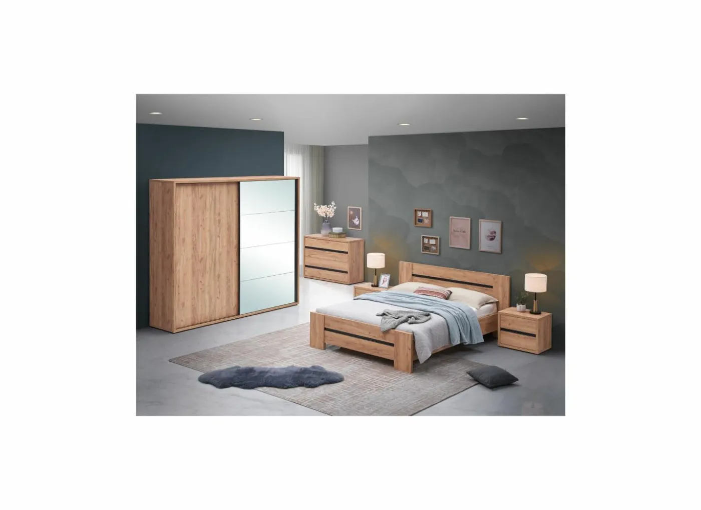 Bed Erwin 160x200cm - decor - French oak