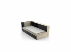 Bed Life 90x190/200cm - decor - kronberg eik & zwart met opbergruimte