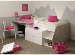 Bed Milky 90x200cm - decor - grijs & wit met opbergruimte