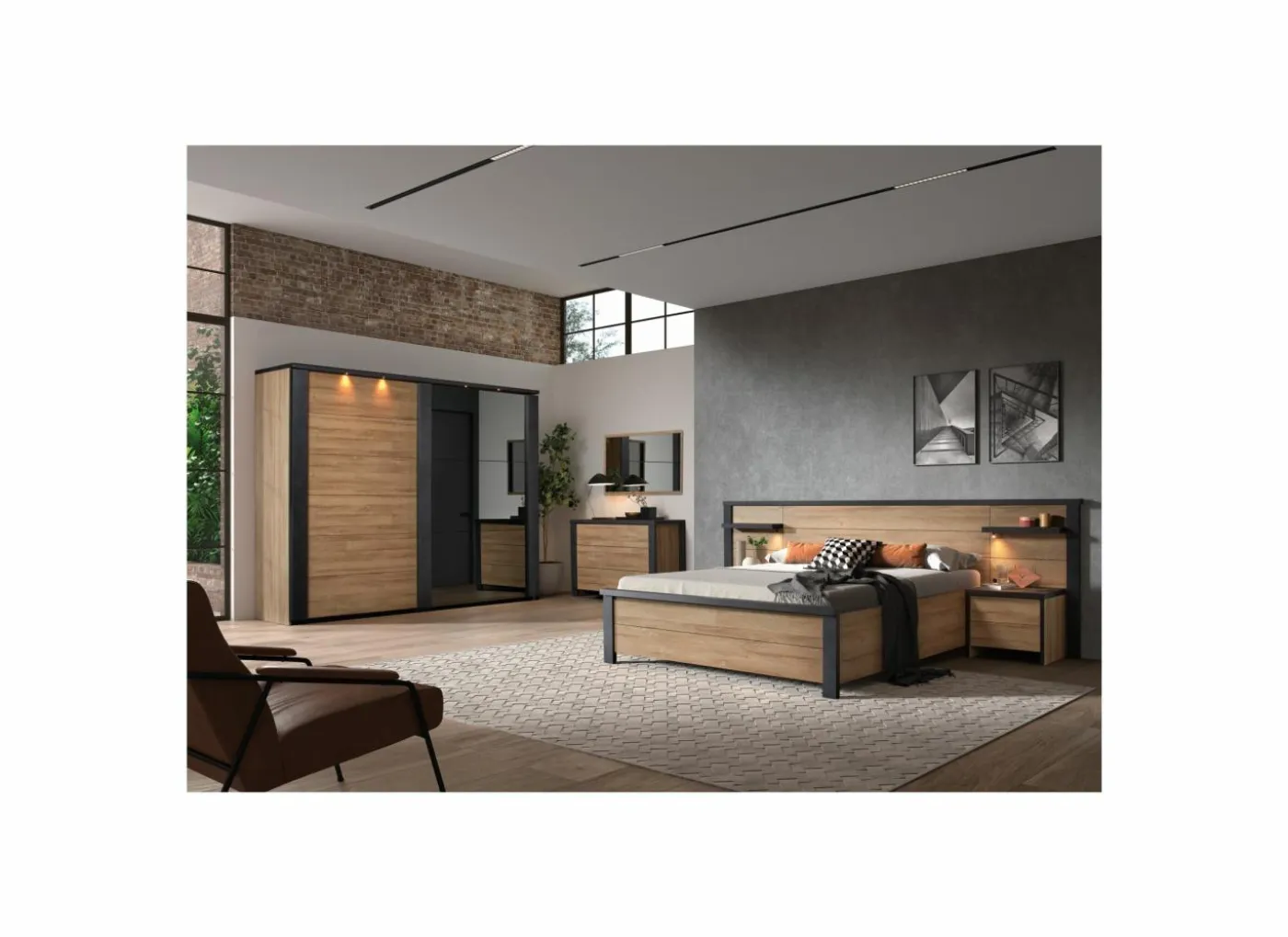 Bed Phaedra 140x200cm - decor - Franse eik & nox