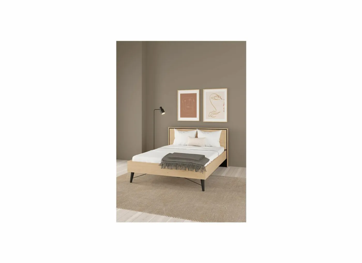 Bed Ry 140x200cm - decor - bruin & zwart