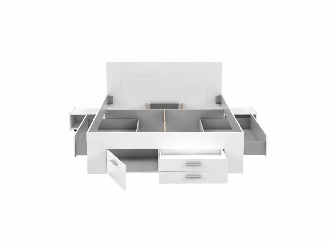 Bed Udine 160x200cm - decor - wit met opbergruimte