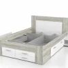 Bed Udine 140x200cm - decor - zand eik & wit met opbergruimte