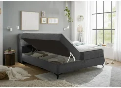 Bedbox Atlantis 160x200cm - stof - antraciet met opbergruimte