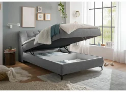 Bedbox Atlantis 140x200cm - stof - grijs met opbergruimte
