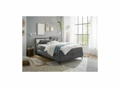 Bedbox Atlantis 140x200cm - stof - antraciet met opbergruimte