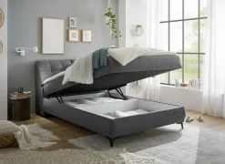 Bedbox Atlantis 140x200cm - stof - antraciet met opbergruimte