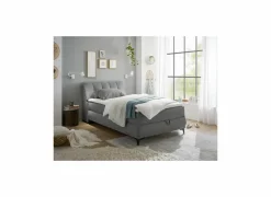 Bedbox Atlantis 120x200cm - stof - donkergrijs met opbergruimte