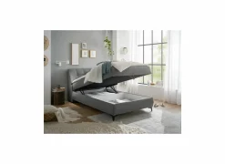 Bedbox Atlantis 120x200cm - stof - donkergrijs met opbergruimte