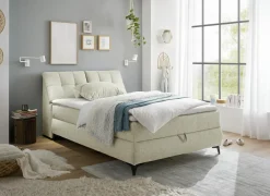 Bedbox Atlantis  140x200cm - stof - ivoor met opbergruimte