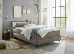 Bedbox Atlantis 140x200cm - stof - zand met opbergruimte