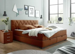 Bedbox Nagol B 160x200cm - stof - cognac