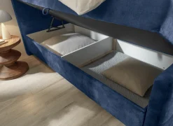 Bedbox Valetta 180x200cm - stof - blauw met opbergruimte