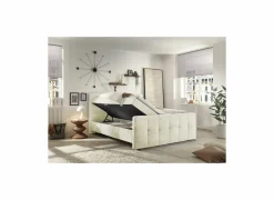 Bedbox Valetta 160x200cm - stof - crème met opbergruimte