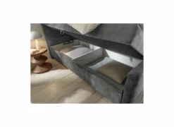Bedbox Valetta 160x200cm - stof - antraciet met opbergruimte