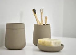 Beker Ø8x10cm - keramiek - taupe
