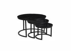 Bijzettafel Celeste Ø70cm - mango massief - zwart - set van 3