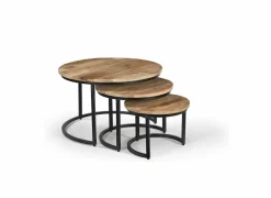 Bijzettafel Celeste Ø70cm - mango massief - naturel - set van 3