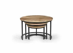 Bijzettafel Celeste Ø70cm - mango massief - naturel - set van 3