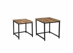 Bijzettafel Cilou 45x45cm - mango massief - naturel - set van 2