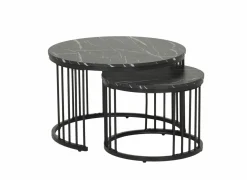 Bijzettafel Ø70cm - decor - zwart set van 2