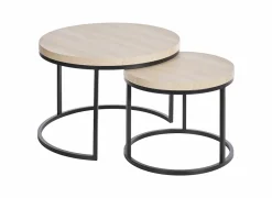 Bijzettafel Ø76cm - melamine - urban oak & zwart