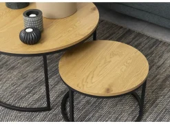 Bijzettafel Ø80cm - melamine - wild oak - set van 2