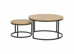 Bijzettafel Ø80cm - melamine - wild oak - set van 2