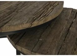 Bijzettafel Elunar Ø70cm - acacia massief - naturel - set van 3