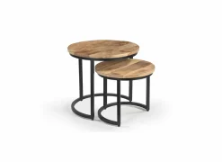 Bijzettafel Ines Ø50cm - mango massief - naturel - set van 2