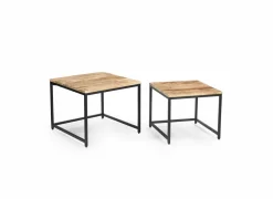 Bijzettafel Lina 60x60cm - mango massief - naturel - set van 2