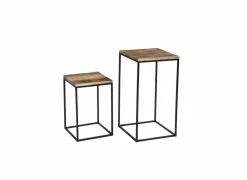 Bijzettafel Maya 35x35cm - mango massief - naturel - set van 2