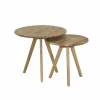Bijzettafel Pippin Ø50cm - eik massief - naturel - set van 2
