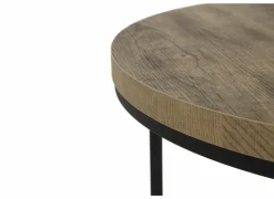 Bijzettafel SL2303  Ø76xH45,5cm/Ø56xH38,5cm - decor & metaal - scarlet oak set van 2