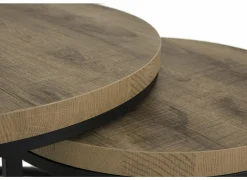 Bijzettafel SL2303  Ø76xH45,5cm/Ø56xH38,5cm - decor & metaal - scarlet oak set van 2