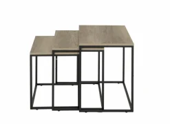 Bijzettafel Victorius 55x40cm - melamine - bruin set van 3