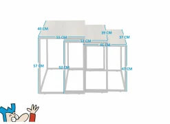 Bijzettafel Victorius 55x40cm - melamine - bruin set van 3