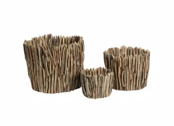 Bloempot Lagoon Ø22xH20cm - teak - naturel