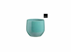 Bloempot Matteo H24cm - terracotta - turquoise