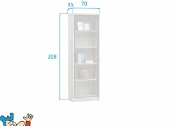 Boekenrek Elias 70x35x208cm - decor - grijze eik
