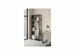 Boekenrek Sign 80x35x205cm - decor - jackson hickory bruin & matt grijs